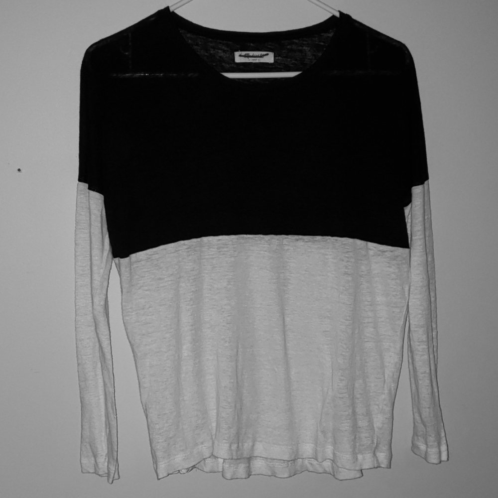 Madewell S Linen Colorblock Black & White Shirt